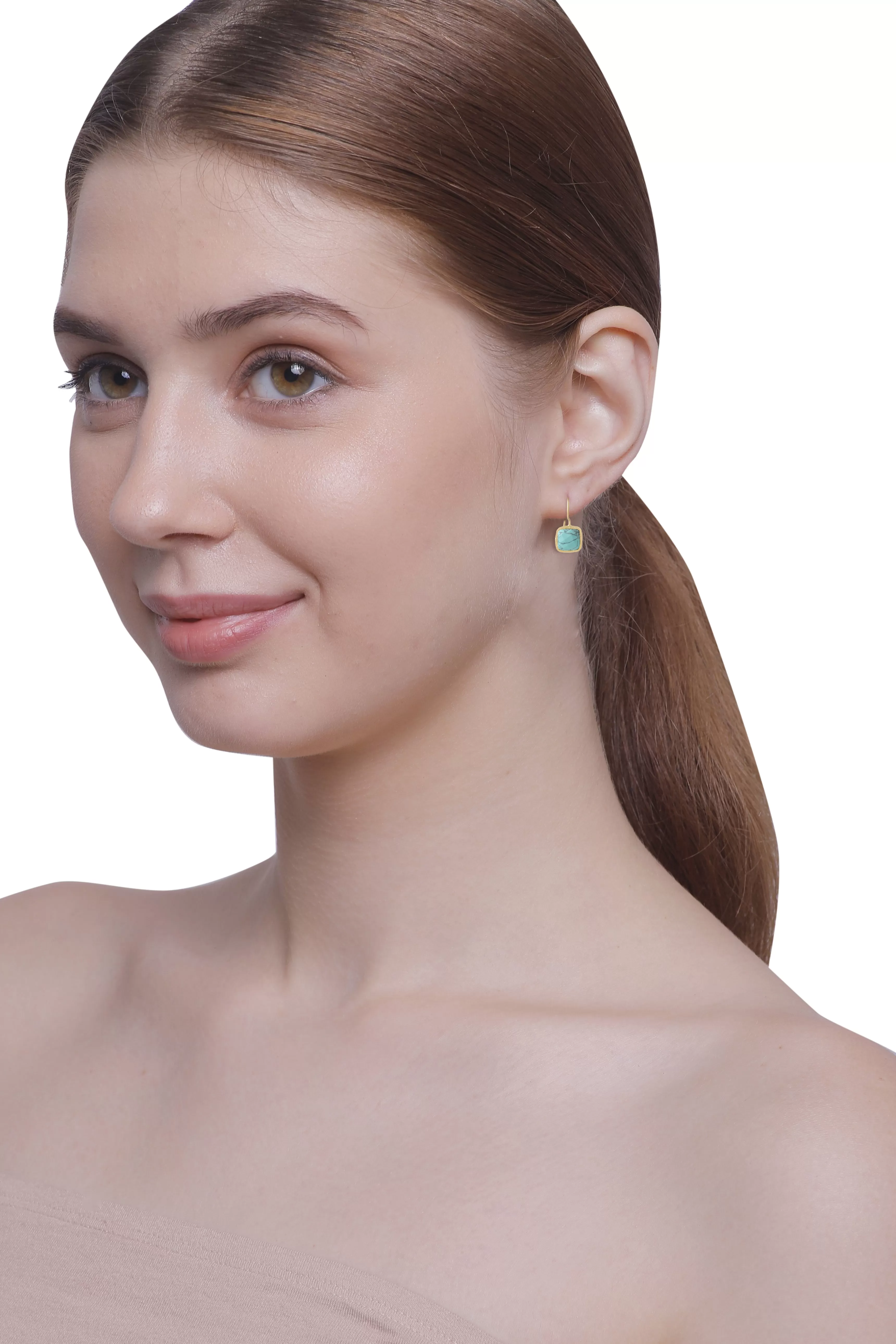 Vama | Inaya Earrings | Metal-Sterling Silver | Stone-Turquoise | Finish-Matt