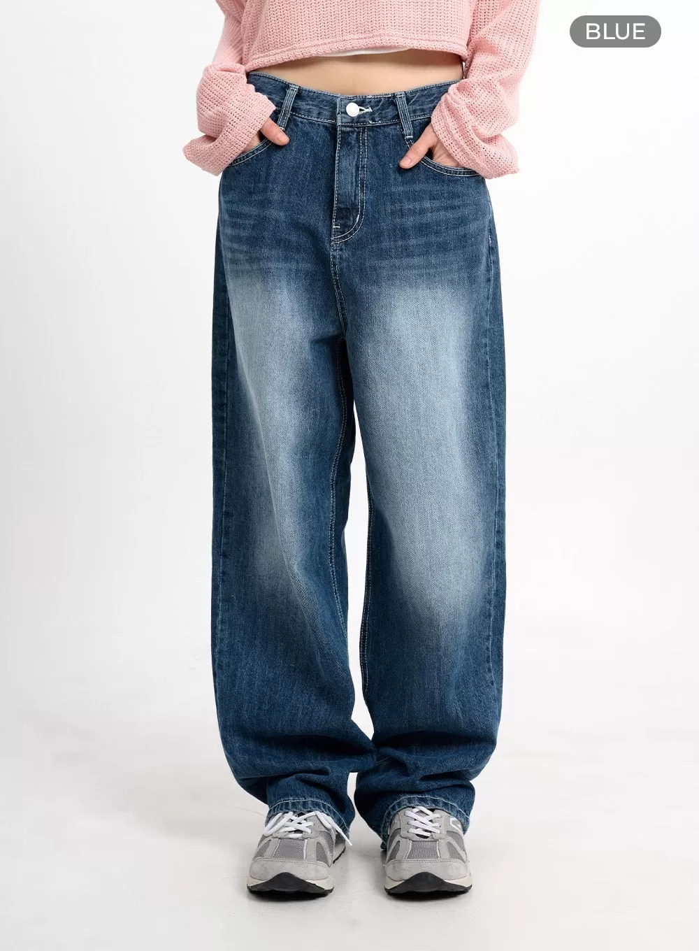 Washed Low Rise Baggy Jeans CM415