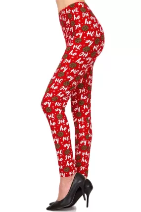 Women's Plus Christmas Ho Ho Ho Snowflake Pattern Printed Leggings