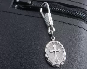 Zipper Pull with Oval Cross pendant