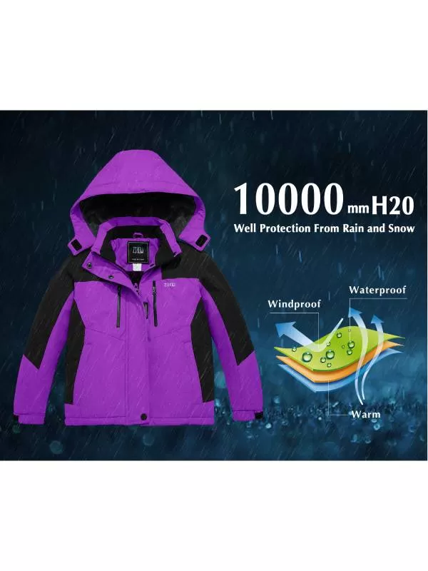 ZSHOW Girls' Waterproof Ski Jacket Warm Winter Snow Coat Fleece Raincoats